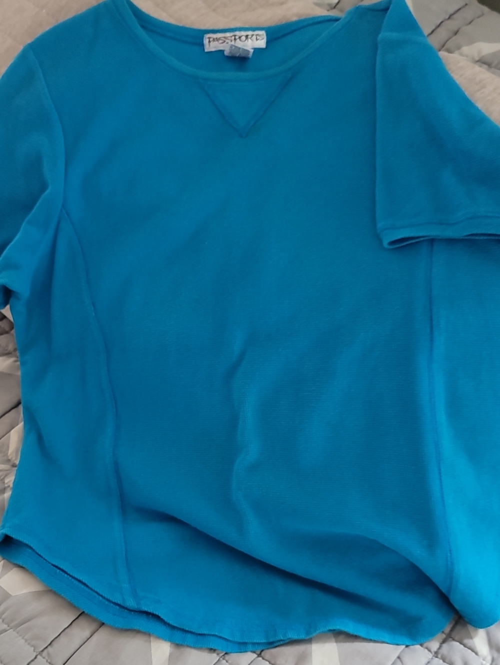 Passport Turquoise Ribbed Short Sleeve Top